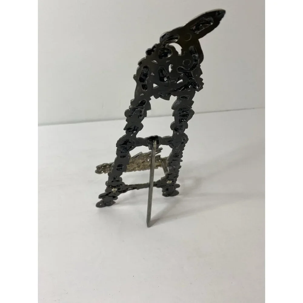Hummingbird Floral Display Easel Stand Silver Tone‎ Home Decor Book Artwork
